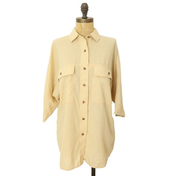 Everlane The Cotton Tourist Top XXS Orange Button Down Oversized Plaid NEW B30 - Picture 2 of 6